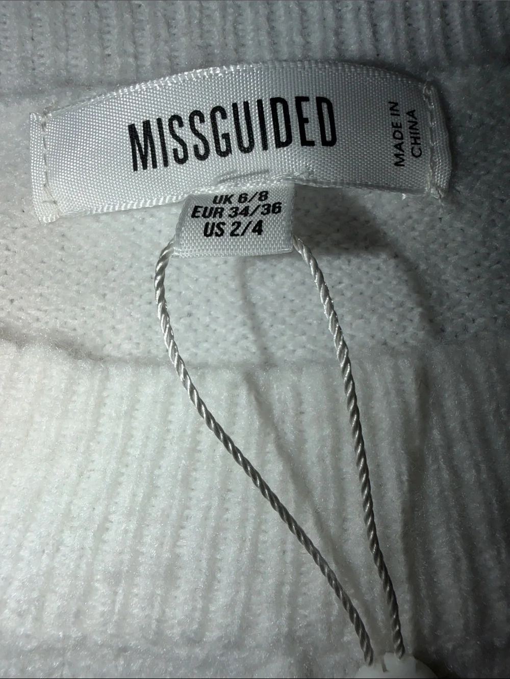 Missguided Ivory Scoop Neck Ribbed Cuff Sweater